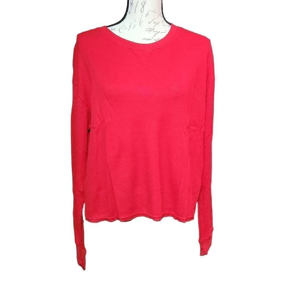 Wild Fable Women's Size Small Red Long Sleeve Thermal Knit T-shirt